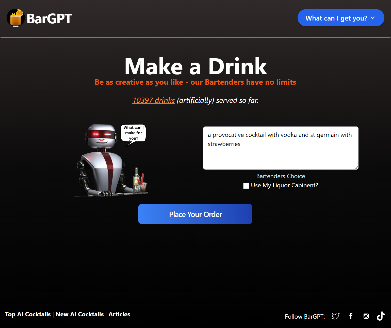 Bar GPT User Interface